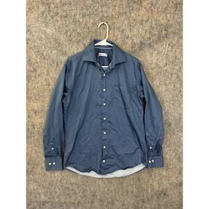 Peter Millar Crown Shirt Mens M Blue Long Sleeve Collared Button Down Geometric